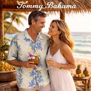 Tommy Bahama Shirt XL Floral 100% Silk SS Button Up Hawaiian Loop Collar